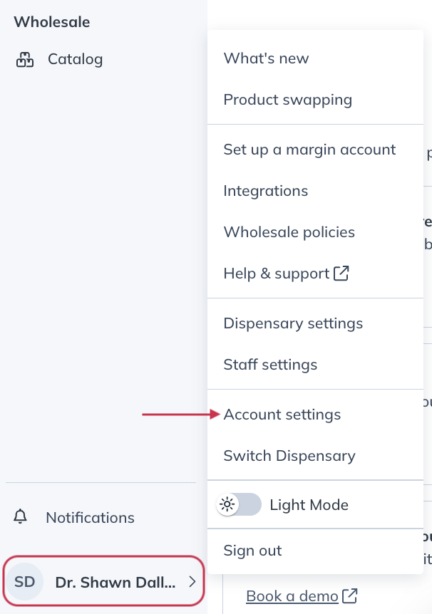 Select Account settings.