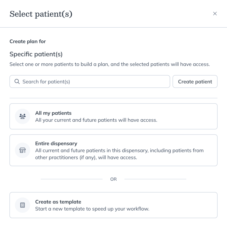 Selecting Multi-patient as the Plan type.